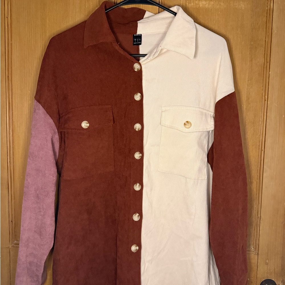 SHEIN Two-Tone Button-Up Utility Jacket